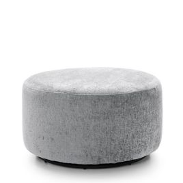 Gilliver Crushed Chenille Swivel Footstool - Light Grey
