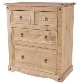 Pine Finish Chest of Drawers - CECILIA Large Chest  4 Drawers