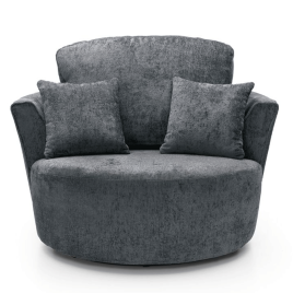 Gilliver Crushed Chenille Swivel Chair - Dark Grey