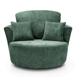 Gilliver Crushed Chenille Swivel Chair - Rifle Green