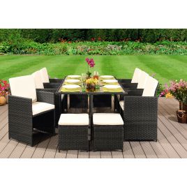 Rattan 10 Pieces Garden Dining Furniture Set