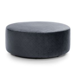 Bethan Velvet Qulited Swivel Large Footstool - Dark Grey
