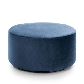 Bethan Qulited Velvet Swivel Large Footstool - Dark Blue