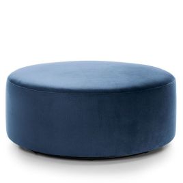 Bethan Velvet Large Swivel Footstool - Dark Blue