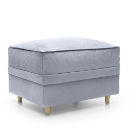 Bethan Velvet Footstool - Silver Blue