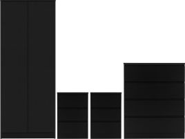 Wardrobe Set - MALDEN 2 Door Bedroom Set Black 80cm