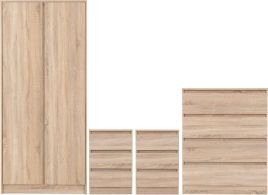Wardrobe Set - MALDEN 2 Door Bedroom Set Sonoma Oak Effect 80cm