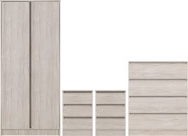 Wardrobe Set - MALDEN 2 Door Bedroom Set Urban Snow 80cm