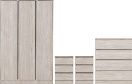 Wardrobe Set - MALDEN 3 Door Bedroom Set Urban Snow 115cm
