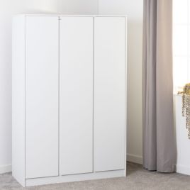 Wardrobe - MALDEN 3 Door Wardrobe White 115cm