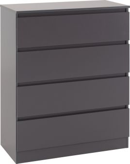 MALDEN Grey Chest of Drawers - Medium-sized, 4 Drawers