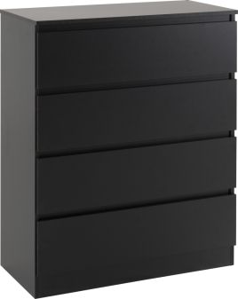 MALDEN Black Chest of Drawers - Medium-sized, 4 Drawers