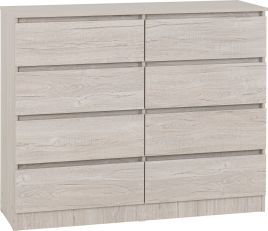 MALDEN Natural Finish Chest of Drawers - Large-sized, 8 Drawers, Double