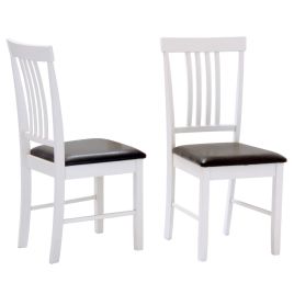 Roseville Set of 2 Dining Chairs with PU Seating Oak and White Elegance for Your Dining Space