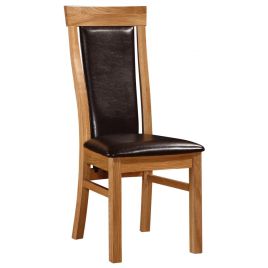 Redlands Set of 2 Dining Chairs Solid Oak with PU Seating Natural Elegance in High Back Comfort