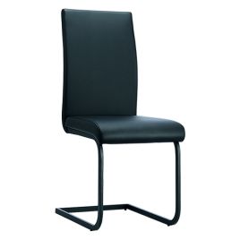 Andalusia Set of 4 Leather Effect Dining Chairs Elegant Comfort with Solid Metal Legs in Black