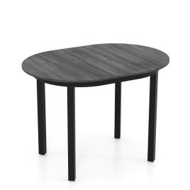 CRAYWELL 110CM Wooden Dining Table for 4-6 People Oval Kitchen Table-Dark Grey