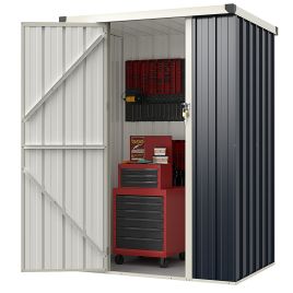 117 x 89cm Metal Outdoor Storage Shed for Bike Garbage-Grey