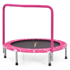Kids Trampoline - Child's Folding Trampoline with Padded Edge Cover and Full Covered Handle-Pink