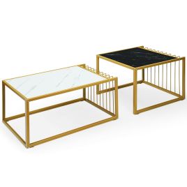 Coffee Table - Modern Coffee Nesting Table Set Waterproof Faux Marble