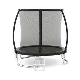 244 cm Trampoline with Safety Enclosure Net and Ladder-Black