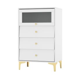 LISTRIA Grey Chest of Drawers - Medium-sized, 4 Drawers