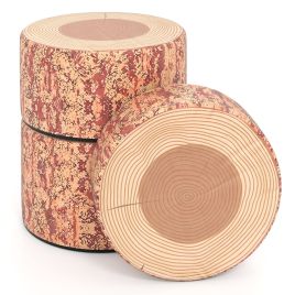 ZLOR 3 PCS Tree Stump Stool Set Round Flexible Seatings-Brown