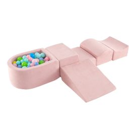CAINUR 5-Piece Climb and Crawl Playset with Ball Pit for Kids-Pink