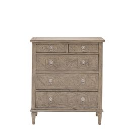 OAKLEIGH Oak Finish Chest of Drawers - Medium-sized, 5 Drawers