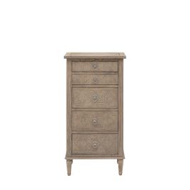 OAKLEIGH Oak Finish Chest of Drawers - Tallboy, Medium-sized, 5 Drawers