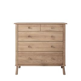 ASHFORD Oak Finish Chest of Drawers - Medium-sized, 5 Drawers