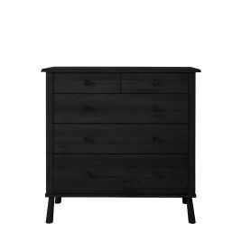 ASHFORD Black Chest of Drawers - Medium-sized, 5 Drawers