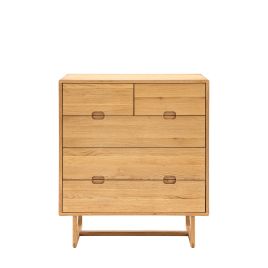 ARTISAN Oak Finish Chest of Drawers - Medium-sized, 5 Drawers