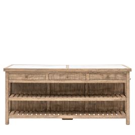 BRIXTON 3 Drawer 2 Shelve Wide Kitchen Island - Oak
