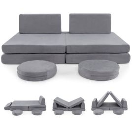 Toddler Creative Imaginative Furniture Play Set for Playroom Bedroom Living Room-Grey