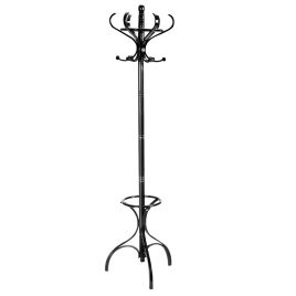 Wooden Coat and Hat Stand - Black