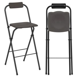 Outdoor Folding Barstools Set of 2 with Backrest and Footrest-Grey
