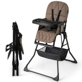 MYRA Portable High Chair with 3-Level Adjustable Tray and Footrest-Coffee