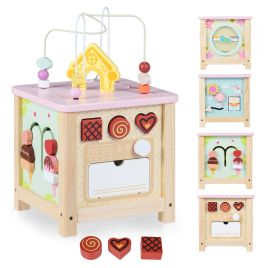 Wooden Activity Cube Montessori Sensory Toys for 18+ Months Toddlers