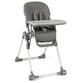 WORIN Portable Adjustable Highchair with Footrest and Detachable Tray for Babies-Grey