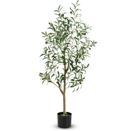 RIRIUR 130cm Tall Artificial Olive Tree with Realistic Fruits-1 Pack