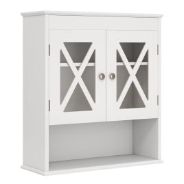 Wall Mounted Bathroom Cabinet with with 2 Acrylic Doors Medicine Cabinet-White