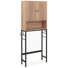 BRILLORA Over The Toilet Storage Cabinet with 2 Doors and Adjustable Shelf-Natural