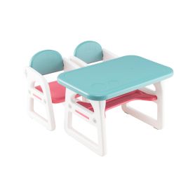 3-Pcs Kids Table and Chairs Set with Storage Rack - Blue