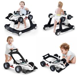 Kids Pedal Vehicle - 4-in-1 Baby Push Walker with Adjustable Height and Speed-White
