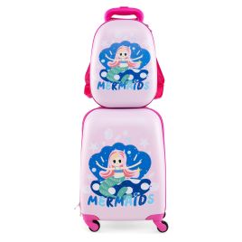 FROSTWYN 2 Pieces Kids Luggage Set with Wheels and Height Adjustable Handle-Light Purple