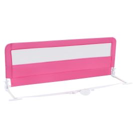 Baby Safety Rail - 150CM Foldable Baby Bed Rail Guard with Washable Cover and Safety Strap-Pink