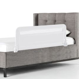 Baby Safety Rail - 100 CM/120 CM Foldable Baby Bed Rail with Removable Washable Cover and Safety Strap-White-100 cm