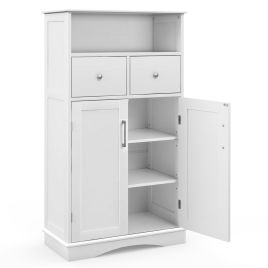 Bathroom Floor Cabinet with 2 Doors and 2 Adjustable Shelves for Bathroom-White