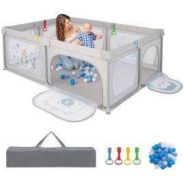 Baby Playpen - 206 x 147 cm Baby Playpen with 50 Ocean Balls for Babies and Toddlers-Bear